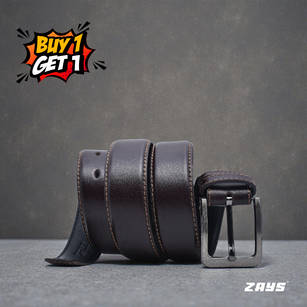 Zays Special Buy1 Get1 Offer - Premium Leather Belt and Wallet - Huge Savings on Quality Leather Accessories (ZSW102-ZMB102-Chocolate)