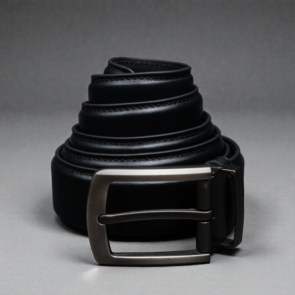 Zays Handcrafted Genuine Leather Belt for Men – Premium Quality, Adjustable, Stylish & Durable (BS103-BC103-Black)