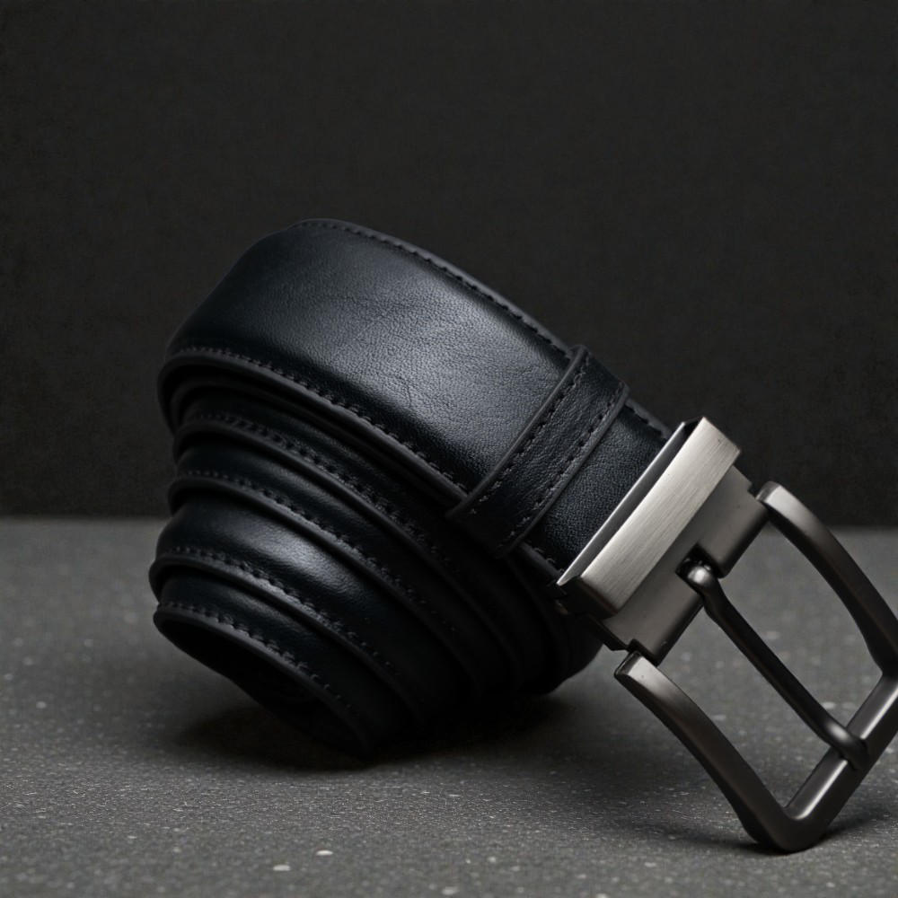 Zays Handcrafted Genuine Leather Belt for Men – Premium Quality, Adjustable, Stylish & Durable (BS103-BC101-Black)