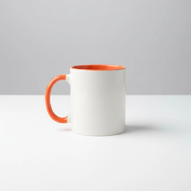 Rim Color Round Handle Coffee, Tea, Water Mug, Add Photo Text Logo Picture Image