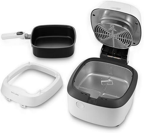 De'Longhi FH2101.W IDEALFRY Hot Air Fryer, Capacity 1 kg, Easy and Healthy Frying, Manual Control Panel, Removable Tray of 3.9 L, Practical Lid and Adjustable Timer