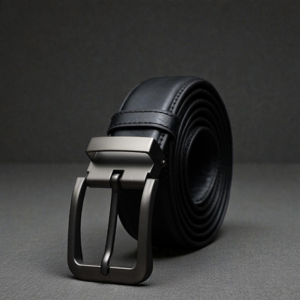 Zays Handcrafted Genuine Leather Belt for Men – Premium Quality, Adjustable, Stylish & Durable (BS103-BC101-Black)