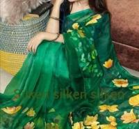 হাফসিল্ক শাড়ীতে হ্যান্ডপ্রিন্ট তুলির কাজ করা