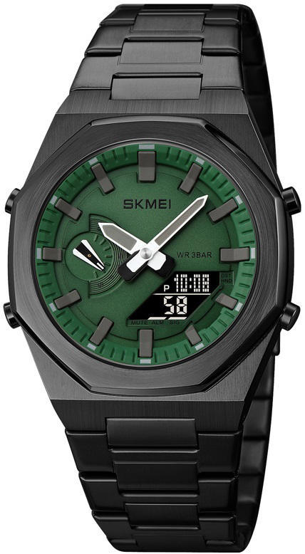 SKMEI 1816 Luxury Dual Time Digital LED Chain Watch for Men - Green