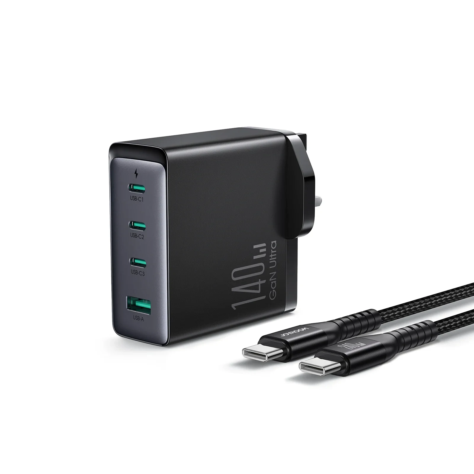 Joyroom 140W GaN Ultra Fast Charger JR-TCG05 (C to C 1.2m Cable Included) – 3 Pin