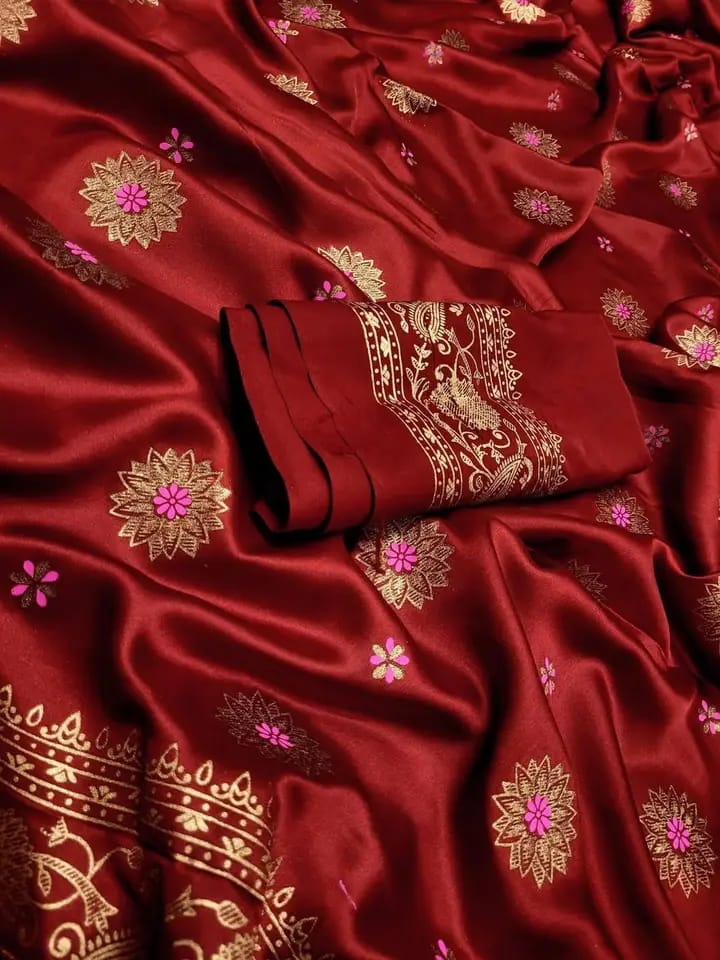 Japani Silk Skin Print Sharee with Blouse Piece