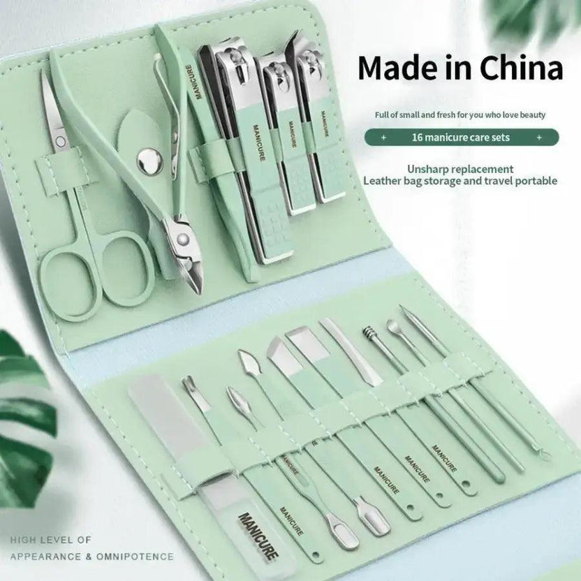 16 pcs Stainless Steel Nail Cutter Clipper Tool Box Set For Personal Care Manicure Set.