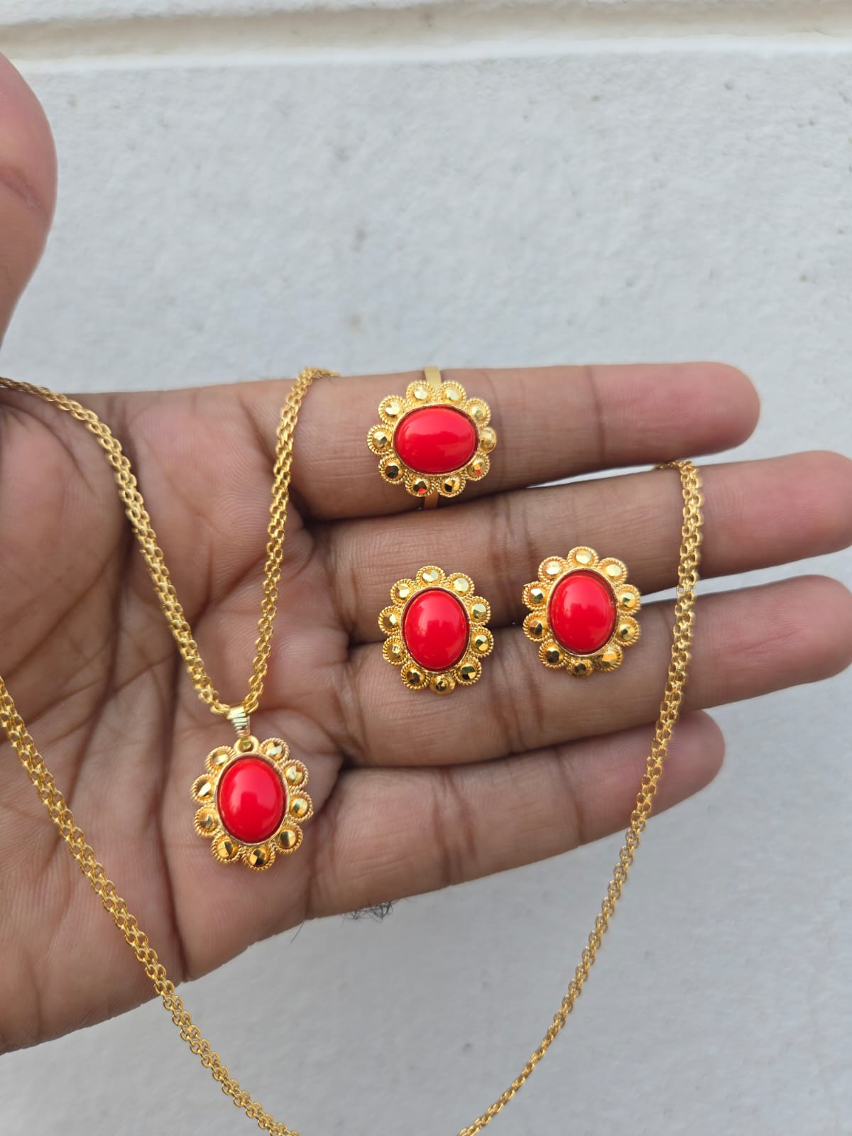 Wonderful designed chain-Locket-Earring-finger ring Set – L311