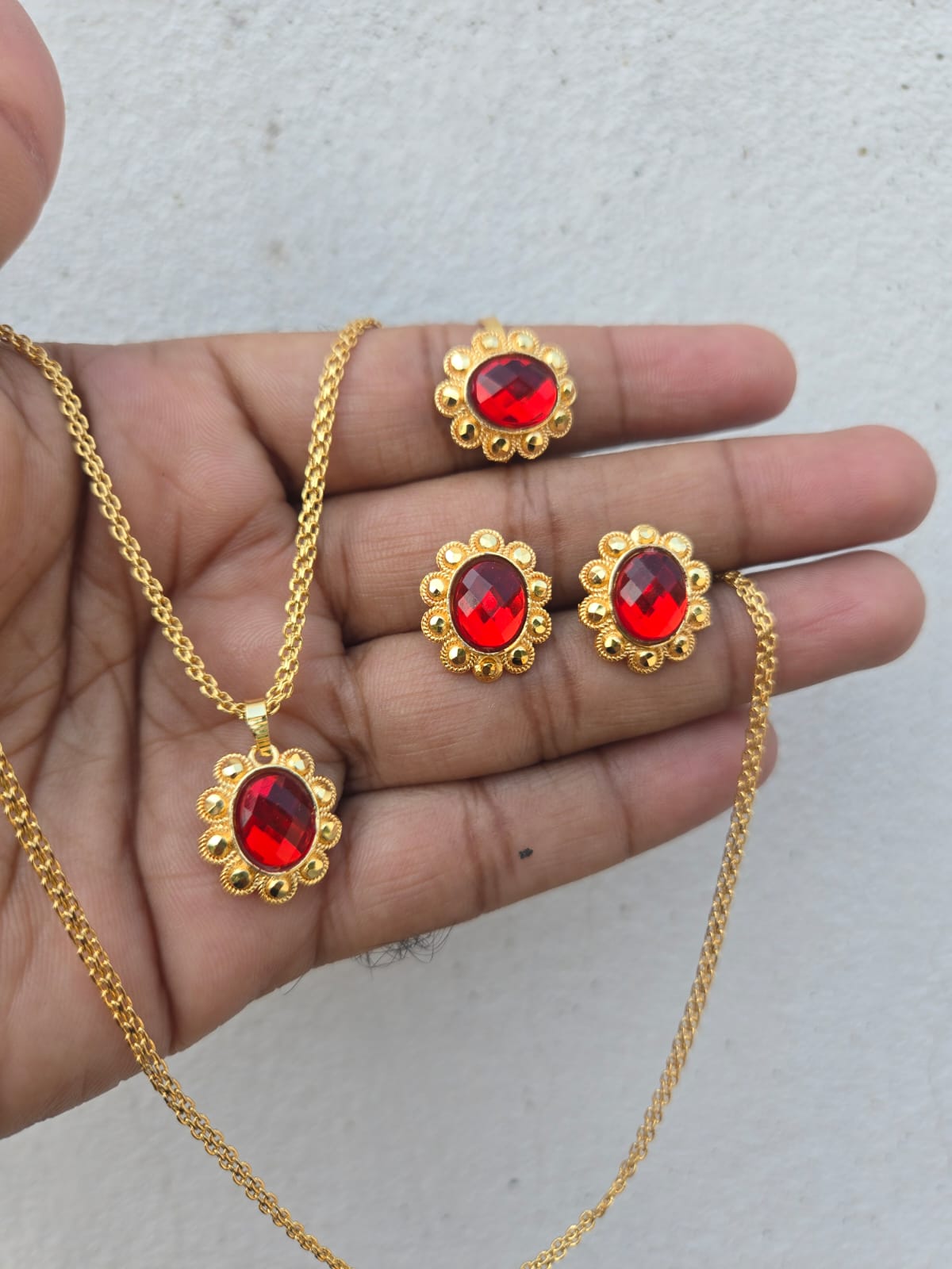 Wonderful designed chain-Locket-Earring-finger ring Set – L309