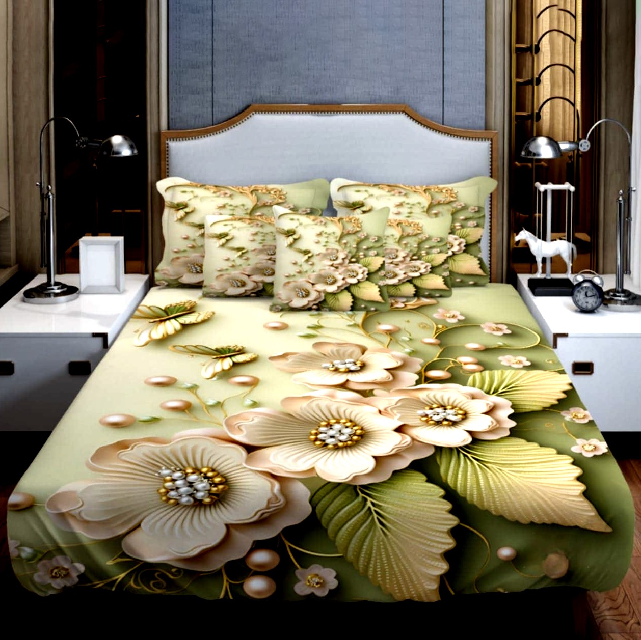 ?️ China Premium 3D Design Velvet Bed Sheet Set