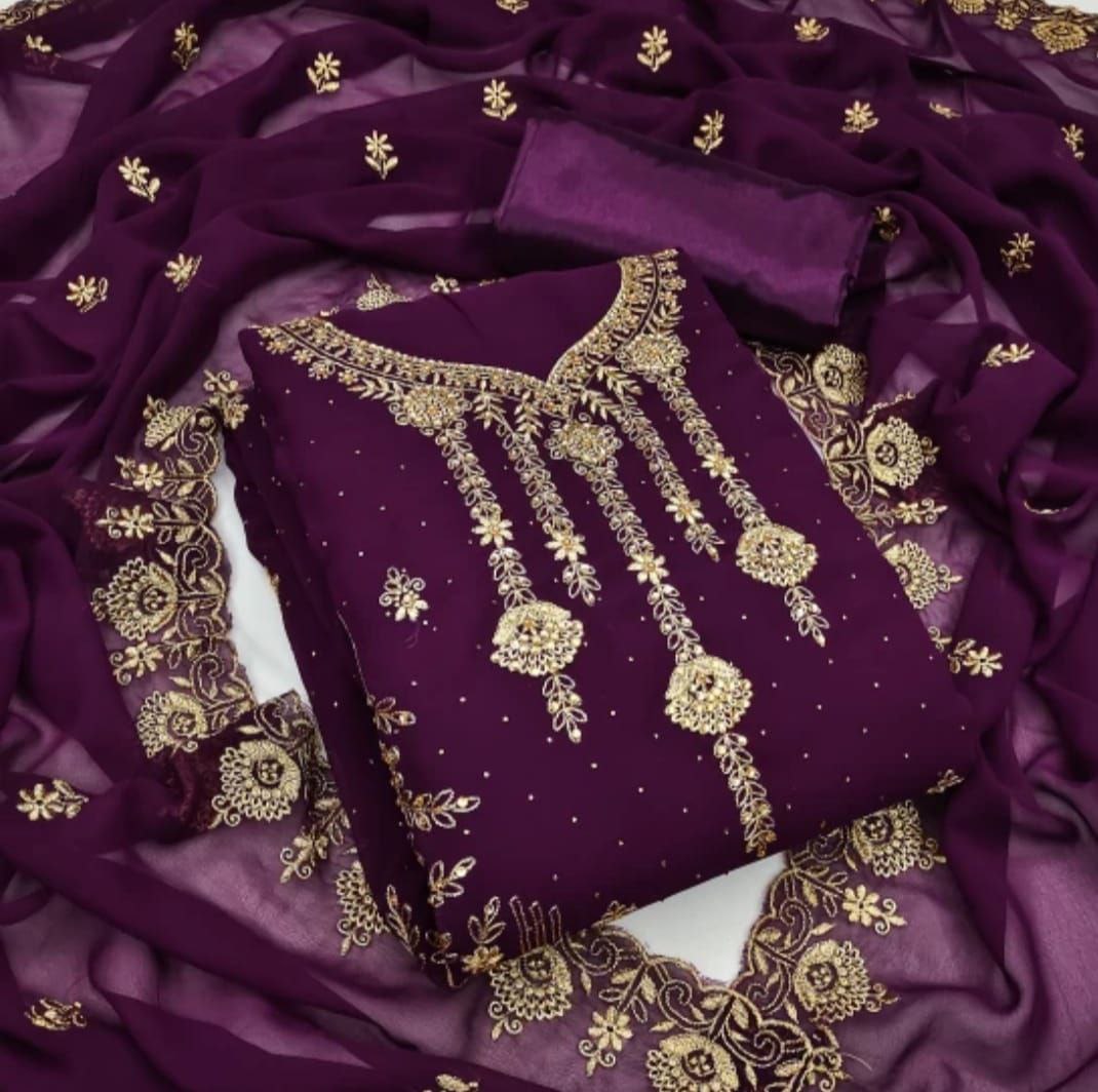Embroidary Georjet Three Picc