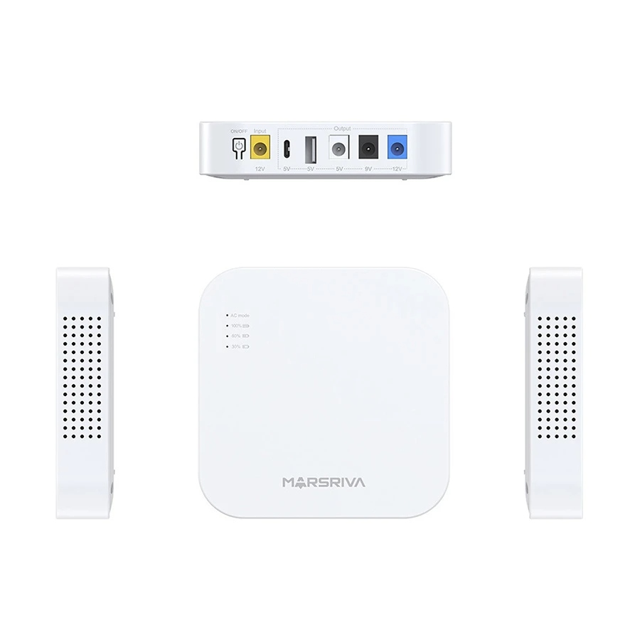 MARSRIVA KP4 10000mAh Smart Mini DC UPS for WiFi Router & ONU | 18W Max Output | Multi-Voltage 5V/9V/12V with USB-C | Router UPS | IP Camera Power Backup | 1-Year Warranty