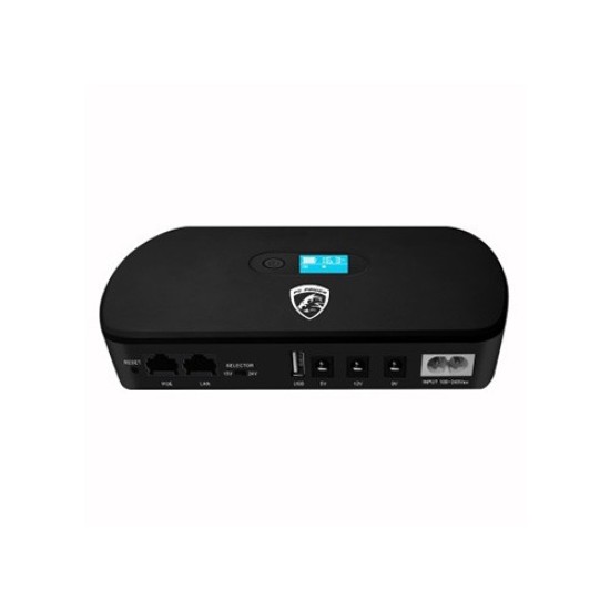 PC Power PCMU1018LCD 10400mAh Router Mini UPS with LCD Display | Multi-Output 5V/9V/12V DC & 15V/24V PoE | Smart UPS for WiFi Router, ONU, IP Camera | 18W Max | 1-Year Warranty