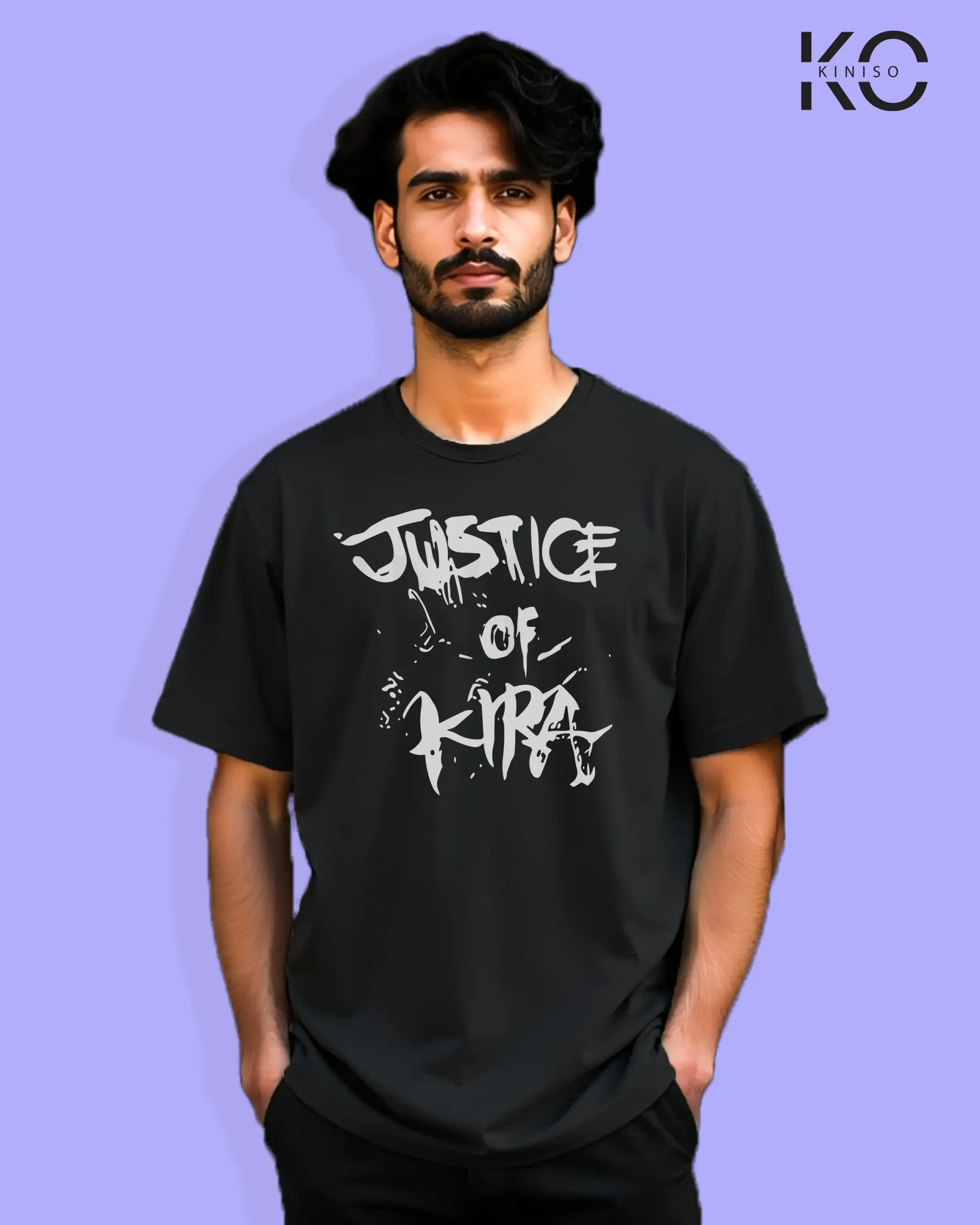 Drop Shoulder Round Neck T-Shirt for Men – Anime – Death Note – Justice For Kira