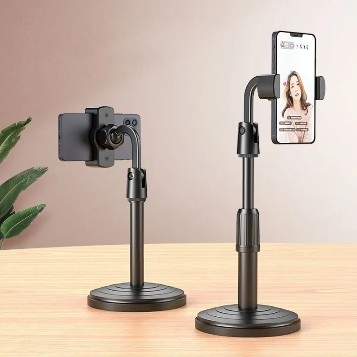 360 Degree Rotate L7 Multifactional Mobile Phone Holder Desktop Stand Adjustable height for Facetime Live Streaming Shoot Video Youtube Round Base Smartphone – Phone Stand
