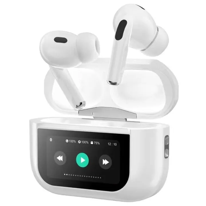 Airpods A9 Pro Touch Screen Display with ANC ENC TWS Earbuds – White