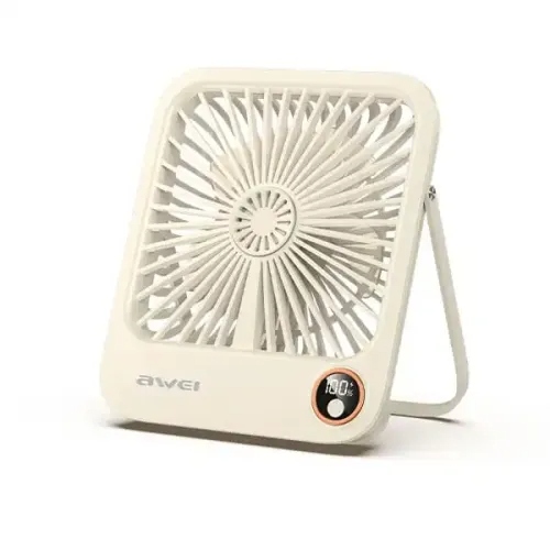 Awei F33 Ultra Slim Desktop Fan | 1800mAh Rechargeable | Portable & Silent | 4-Speed | Triangle Base