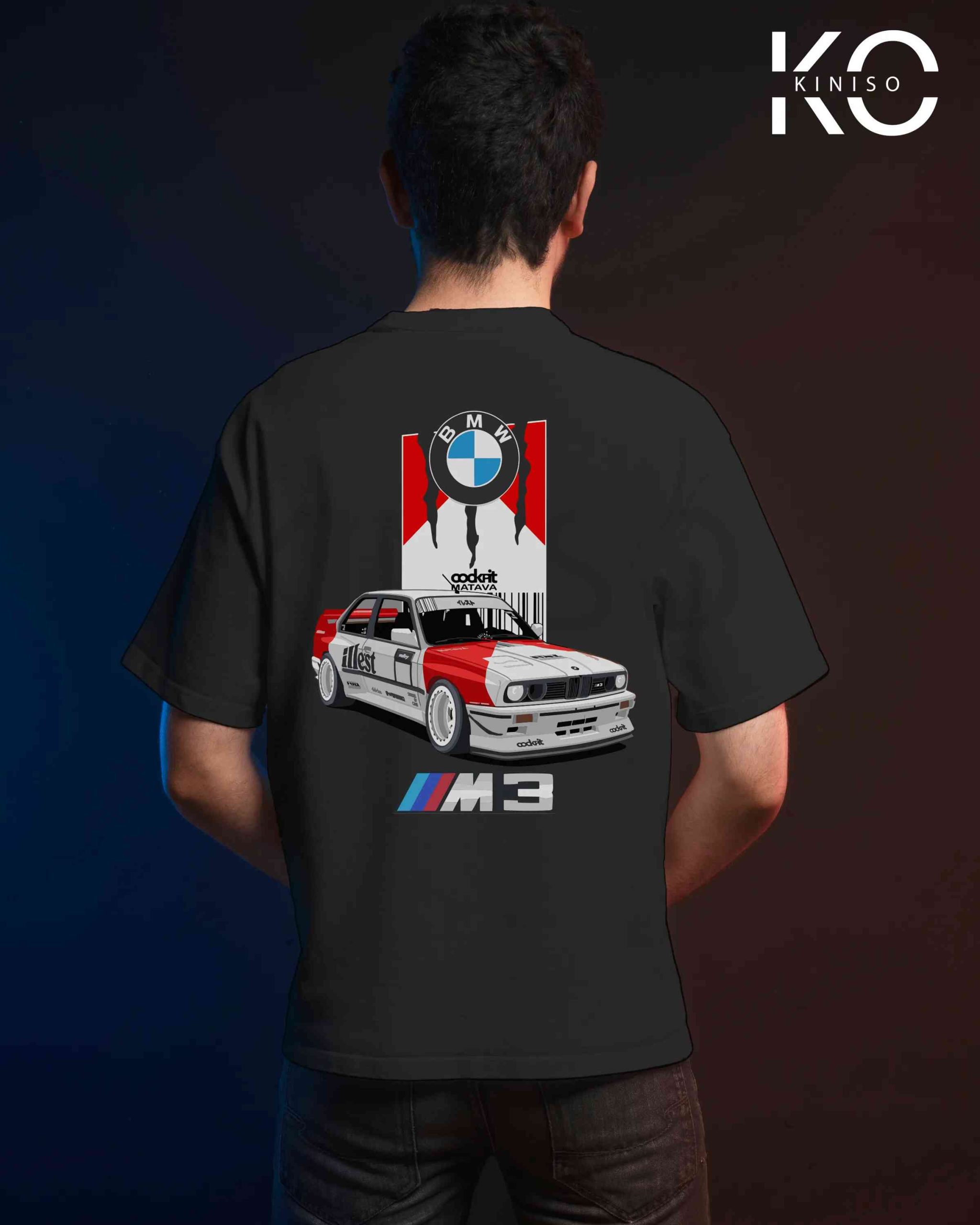 Graphic car t shirts for men with BMW Design Printed