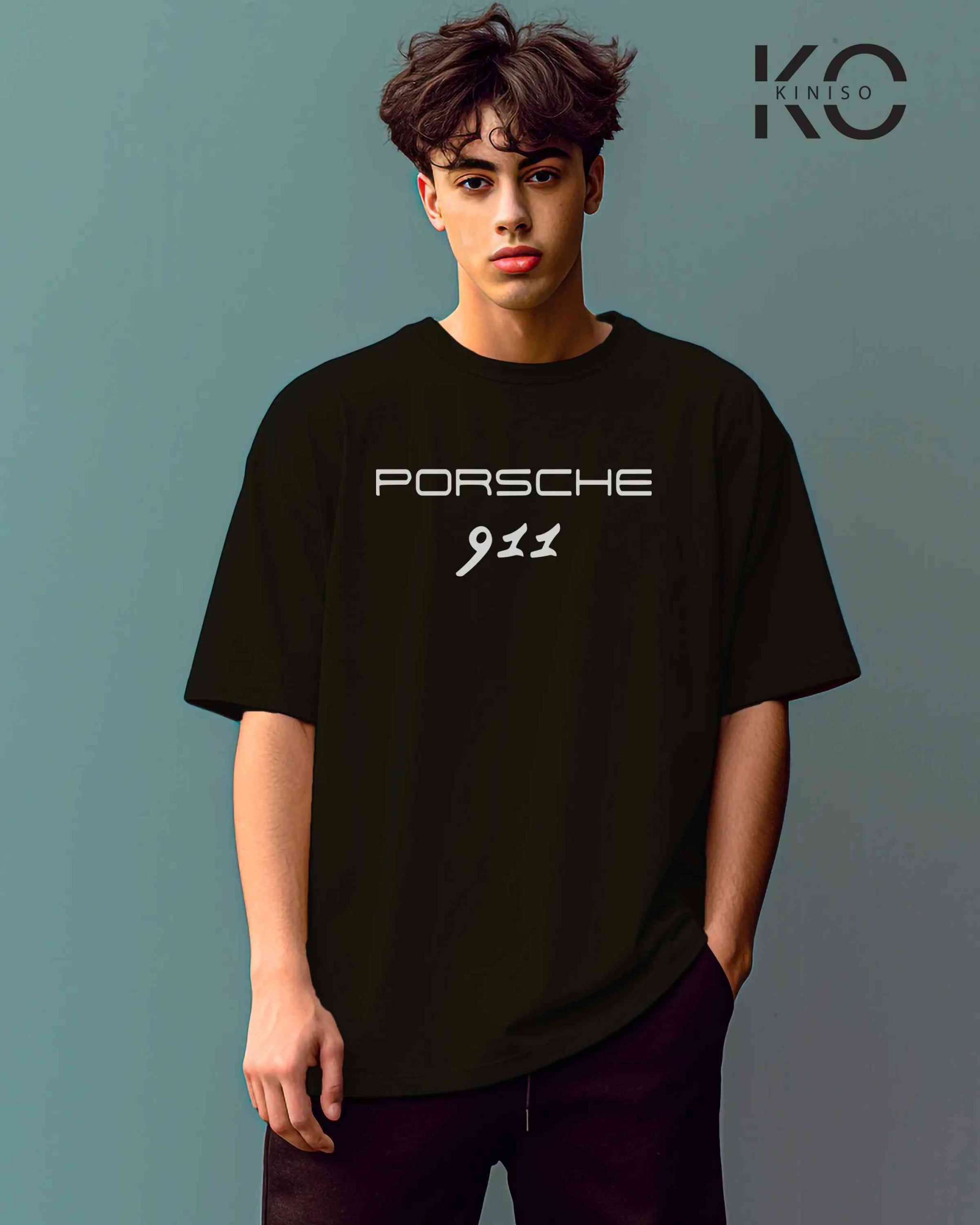 Graphic car t shirts for guys with Porsche 911 Blue Style Printed
