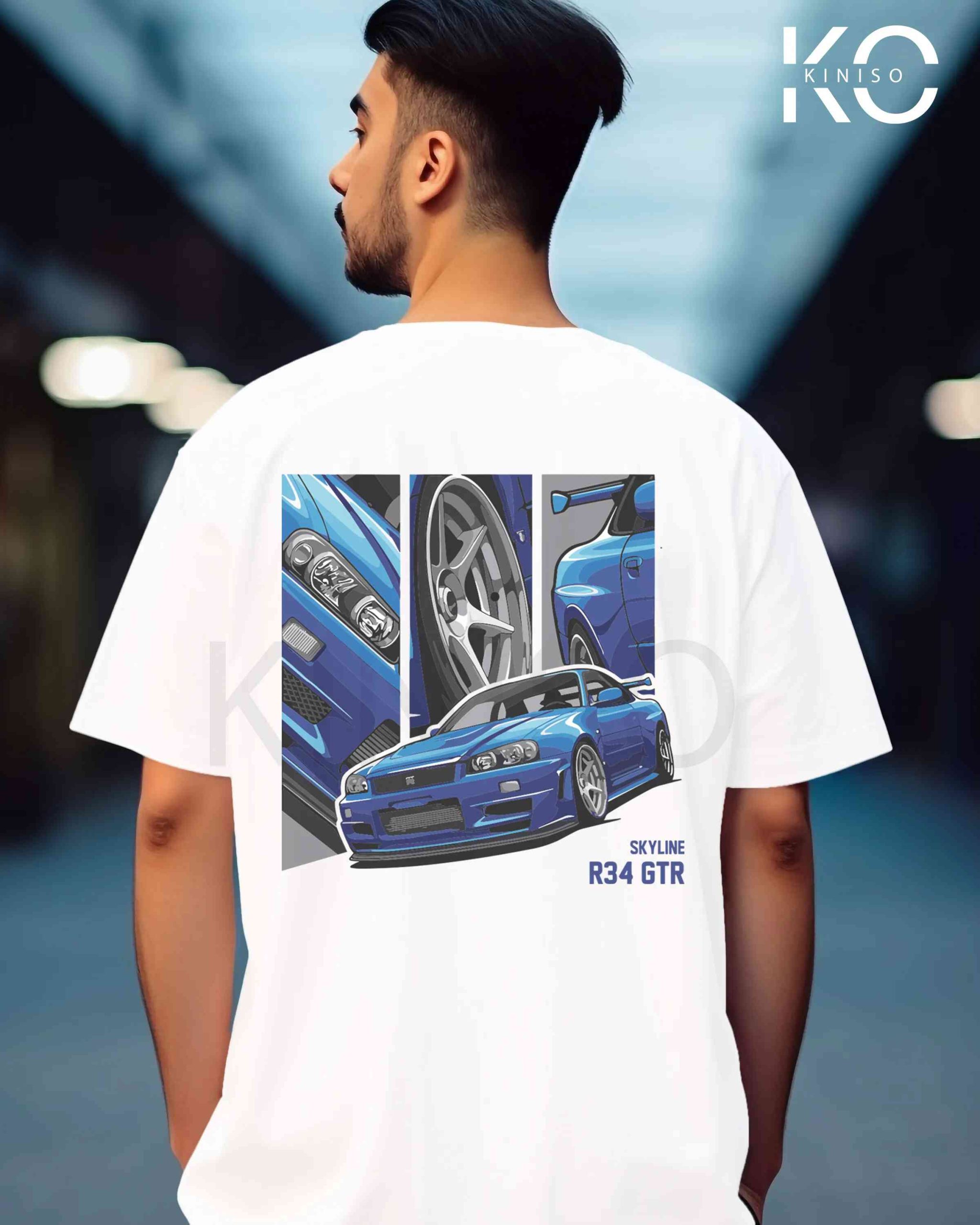 Graphic vehicle t shirts for males with Skyline R34 Design Printed
