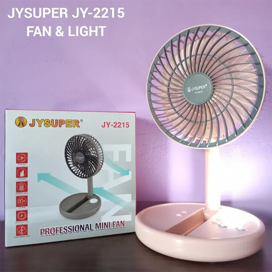 JY-2215 JYSUPER Professional Rechargeable Fan With LED Light Code : 4633