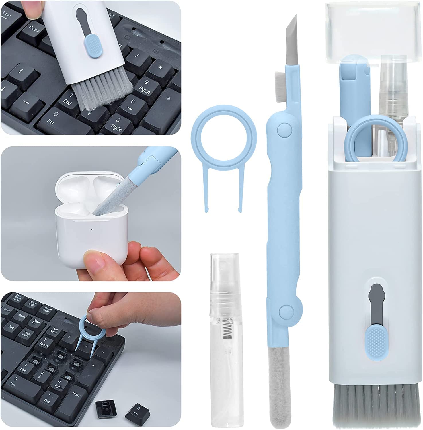 ? মিনিমাম অর্ডার: ৬ পিস, keyboard cleaner / 7-in-1 Computer Keyboard Cleaner Brush Kit Earphone Cleaning Pen For Headset Keyboard Cleaning Tools Cleaner Keycap Puller Kit | MNK SHOP