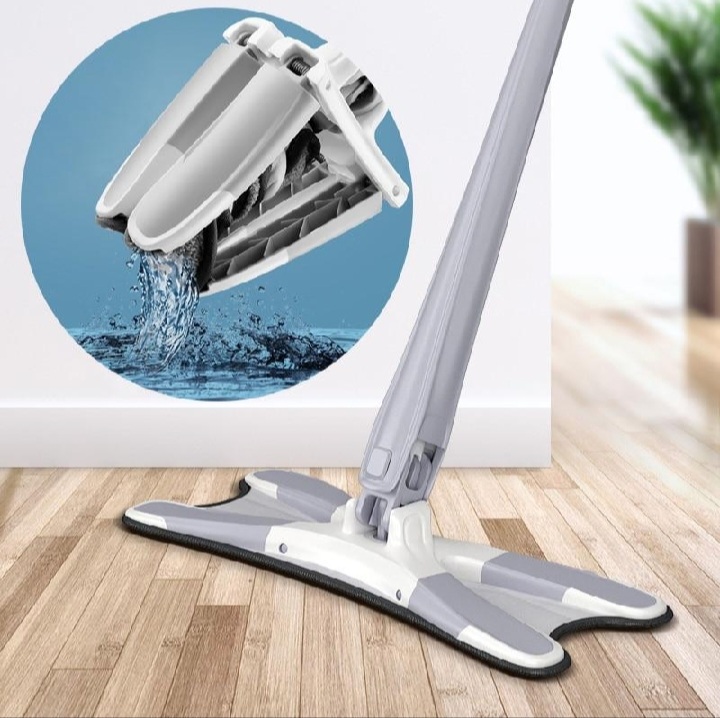 Flat Floor Mop X Type, Easy Squeeze Mof, Self Wringing Flat Mop, Hand-Free Wash Mof, রুম ক্লিনিং মফ