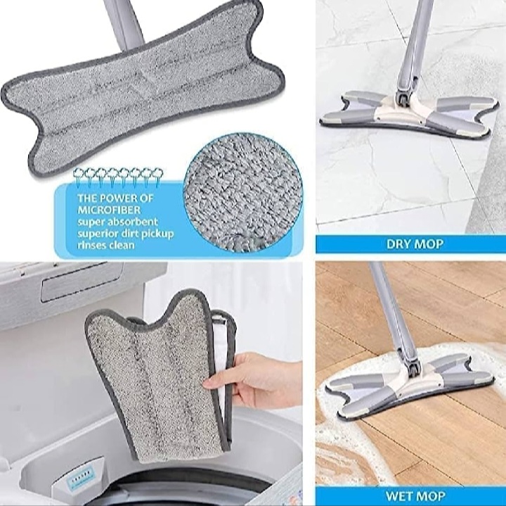 Flat Floor Mop X Type, Easy Squeeze Mof, Self Wringing Flat Mop, Hand-Free Wash Mof, রুম ক্লিনিং মফ