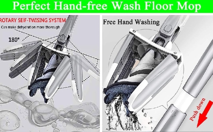 Flat Floor Mop X Type, Easy Squeeze Mof, Self Wringing Flat Mop, Hand-Free Wash Mof, রুম ক্লিনিং মফ