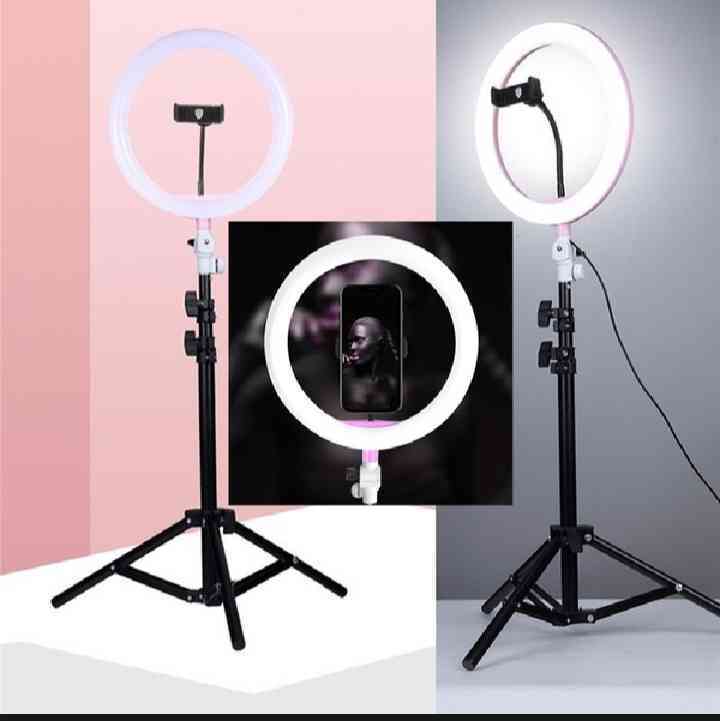 ১০ ইঞ্চি রিং লাইট ট্রাইপড স্ট্যান্ডসহ-10 inch ring light with tripod stand & phone holder ?