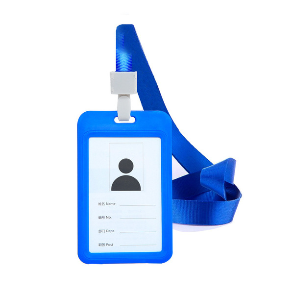 Double-sided transparent work permit card cover integrated buckle lanyard employee tag ID card cover meal card water card protective cover