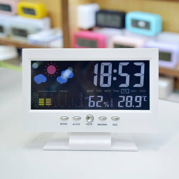 large-screen weather clock color screen display temperature and humidity home alarm clock