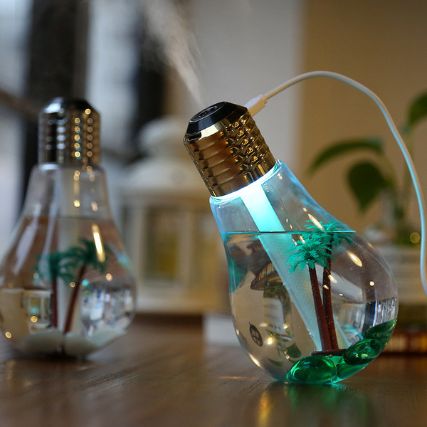 Bulb Humidifier Lamp Shade Decorative Lights Diffuser Purifier Atomizer with Colorful LED Night Light for Home Decor