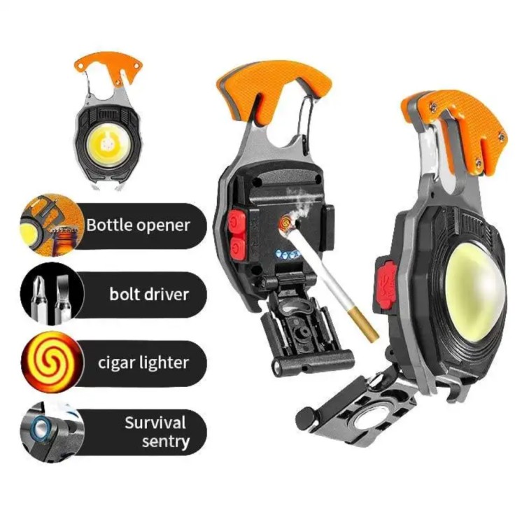 Rechargeable COB LED Work Light with Carabiner Hook & Bottle Opener