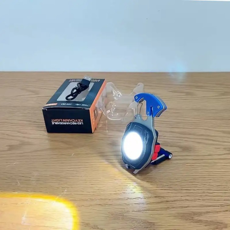 Rechargeable COB LED Work Light with Carabiner Hook & Bottle Opener