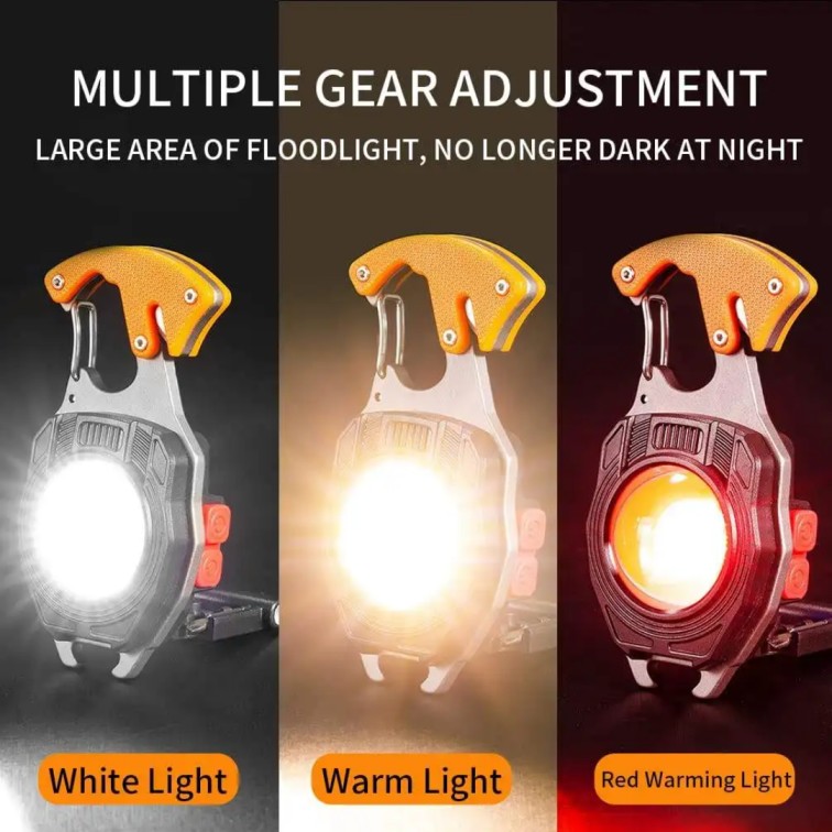 Rechargeable COB LED Work Light with Carabiner Hook & Bottle Opener