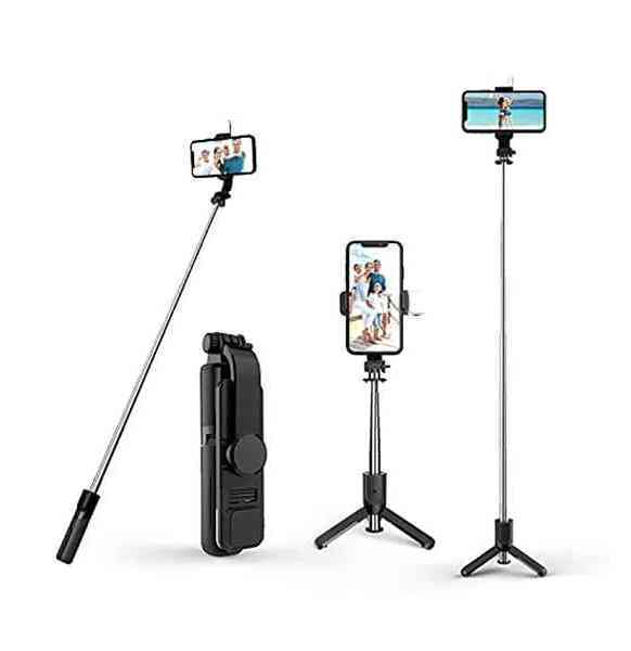বেষ্ট কোয়ালিটি Q07 Selfie Stick Tripod with Light and Bluetooth Remote Control (100cm) লাইট ব্লুটুথ সেল্ফি স্টিক