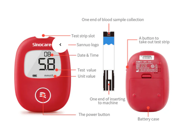 Sinocare Safe AQ Smart Glucometer + FREE 25 Strips & Lancets – 5 s Results, 10‑Memory, No Coding