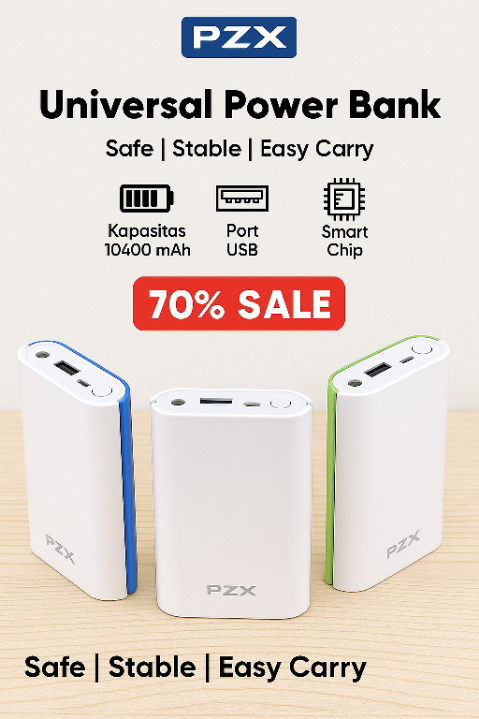 ? PZX C146 Smart Power Bank – Premium 10400mAh Portable Charger