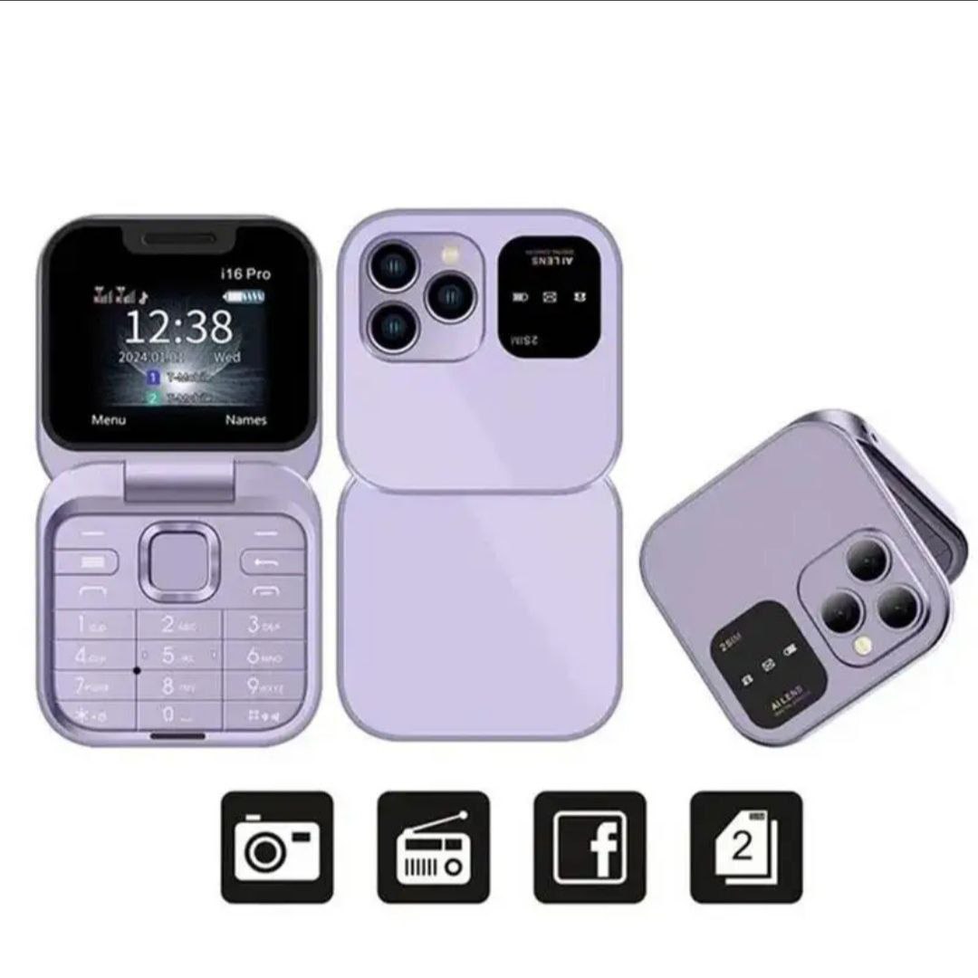 i16 Pro Flip Stylist Mobile Phone Folding Mobile