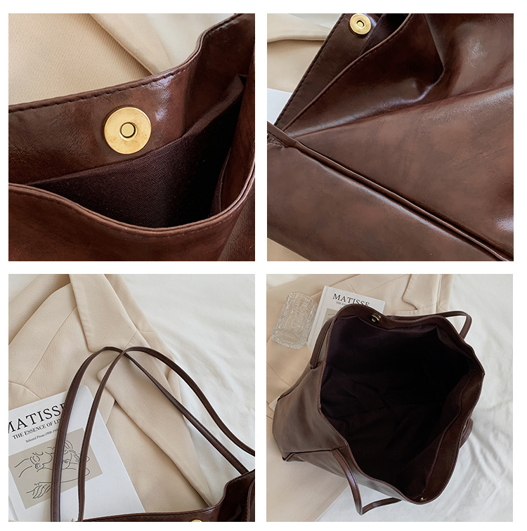 Korean Style Large Capacity Stylish Tote Bag | PU Leather (SKU: CS2961)