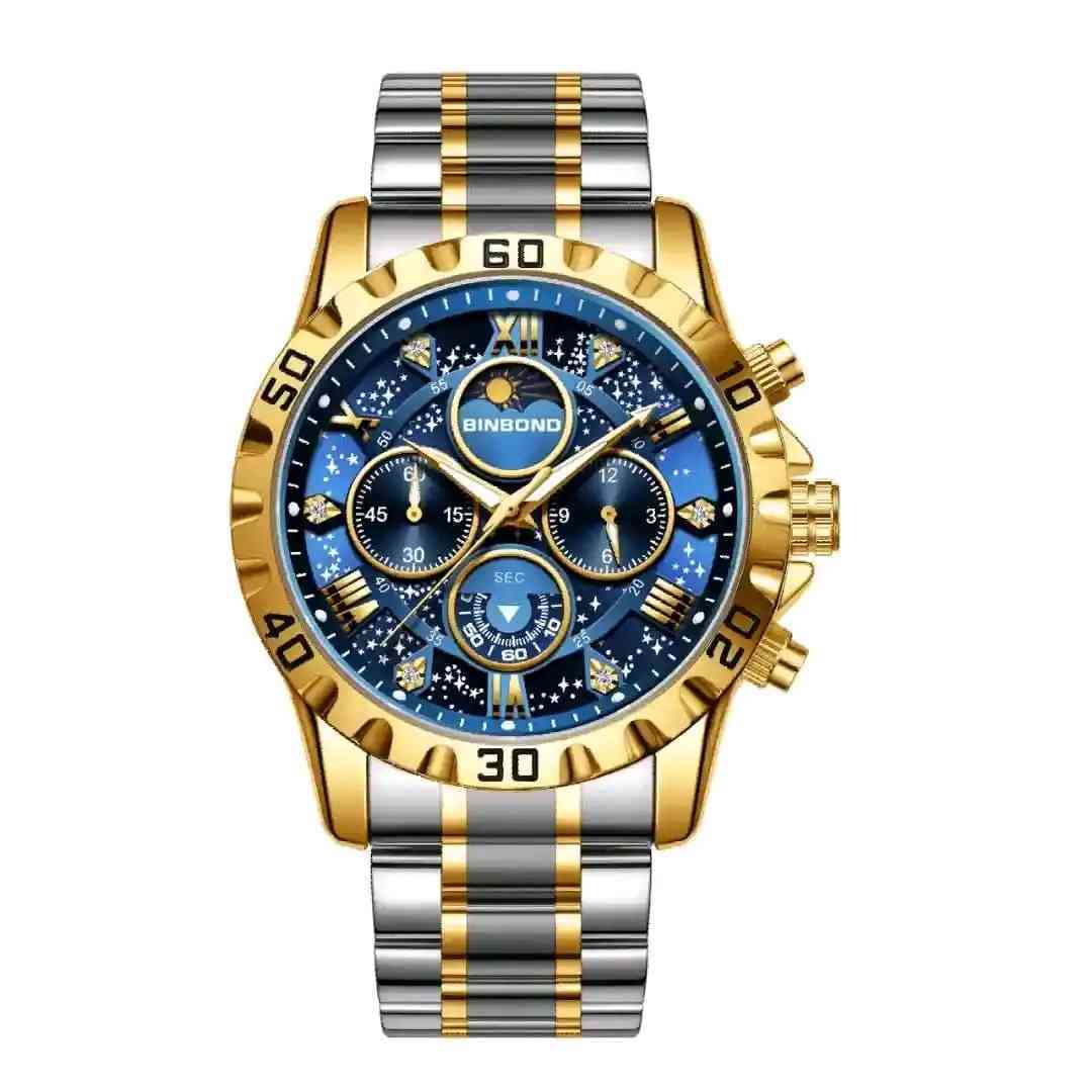??BINBOND Luxury Chronograph Watch ছেলেদের ঘড়ি গিফট বক্স সহ ( অরিজিনাল বাটারফ্লাই লক)??
