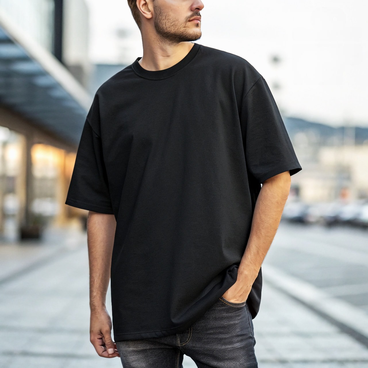 Solid Drop-Sholder with costomized DTF Print | Lycra Drop knitting dyeing (P-1992)