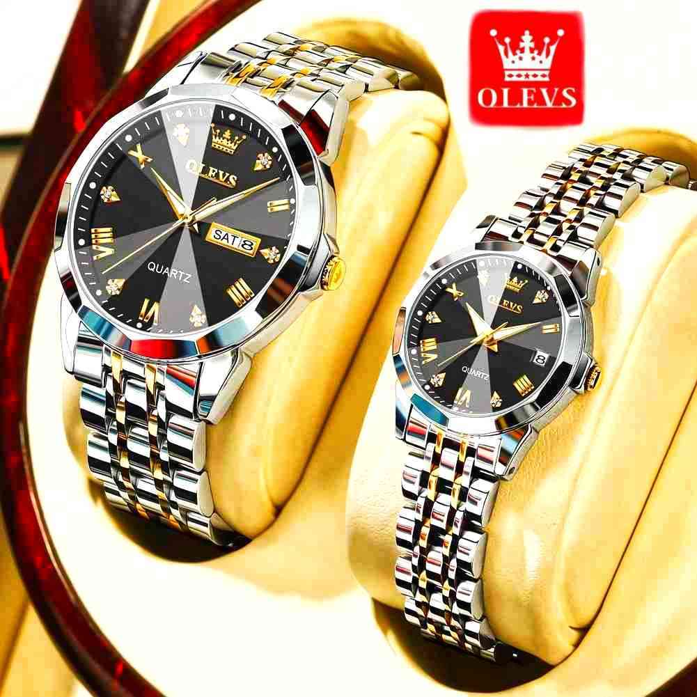 ??Olevs Couple watches কাপল ঘড়ি এক্সট্রা ব্যাটারি & গিফট বক্স সহ??