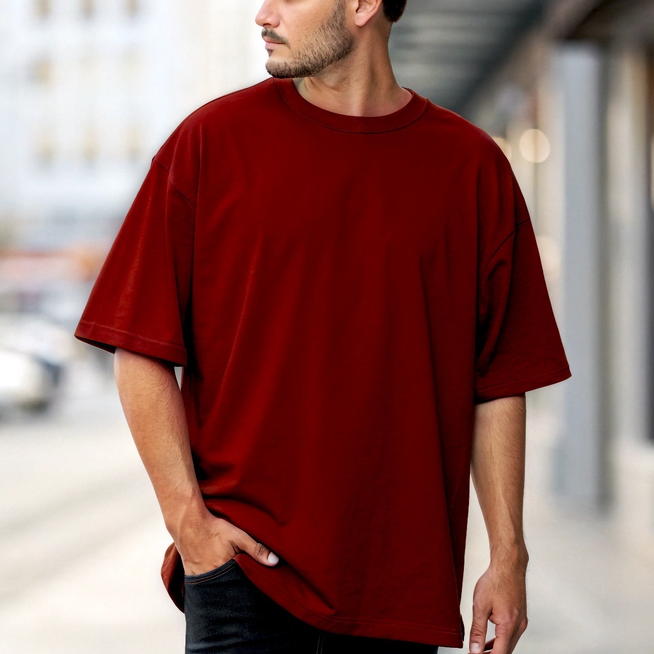 Solid Drop-Sholder with costomized DTF Print | Lycra Drop knitting dyeing (P-2001)