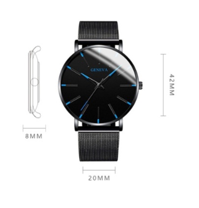 Foreign trade fashion GENEVA MEN’S WATCH STILLNESS BELT,BLUE NEEDLE⌚