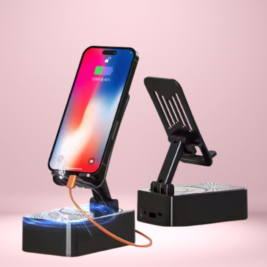 Portable speaker with mobile stand