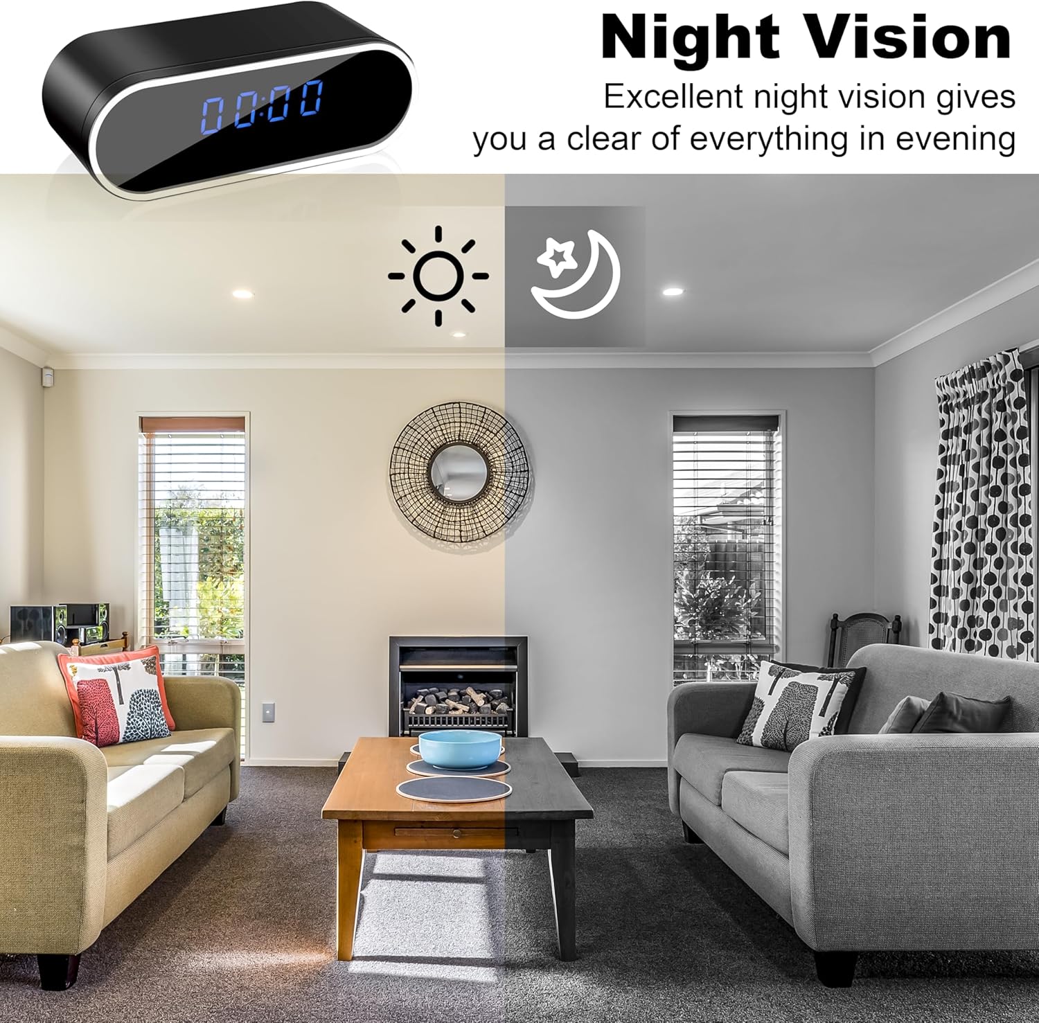 Table Clock Wi-Fi Night Vision Hidden Camera