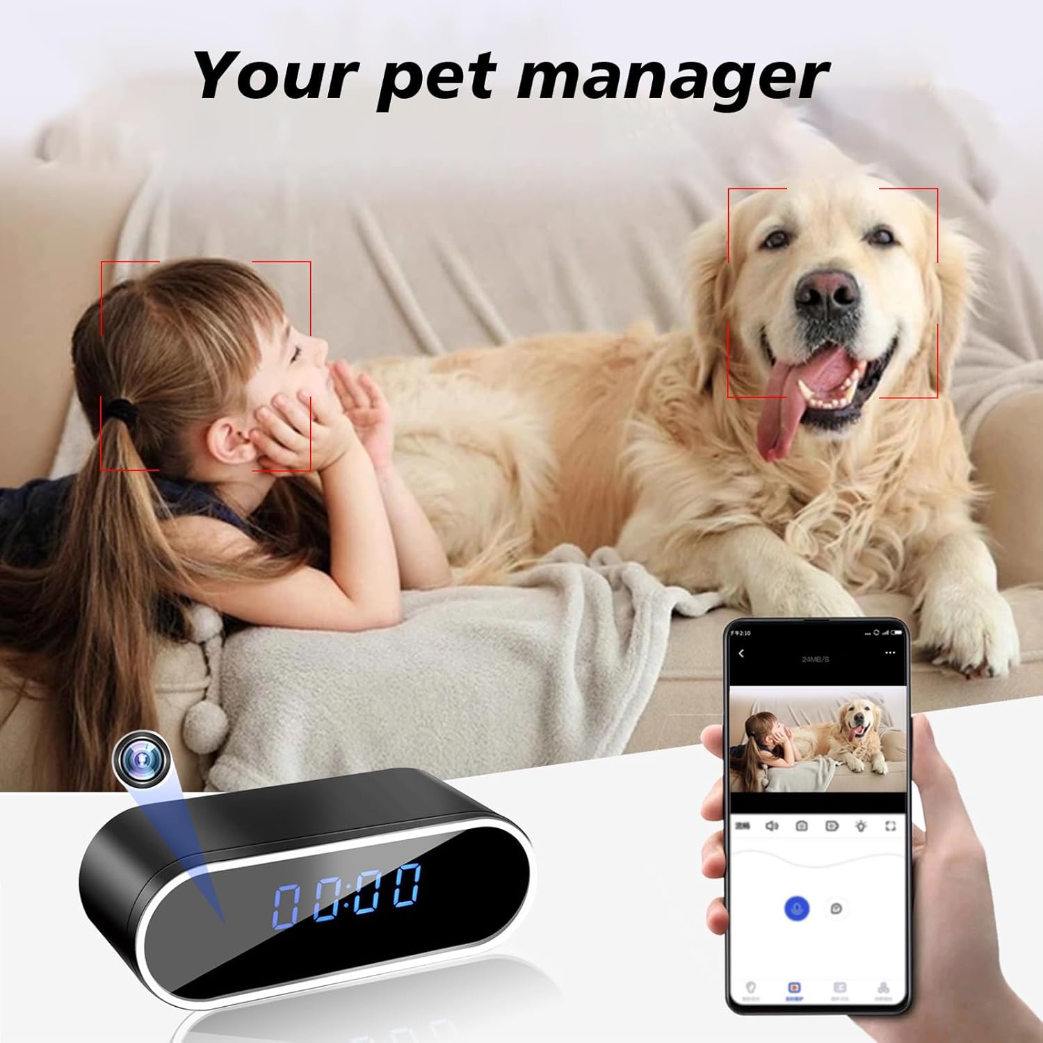 Table Clock Wi-Fi Night Vision Hidden Camera
