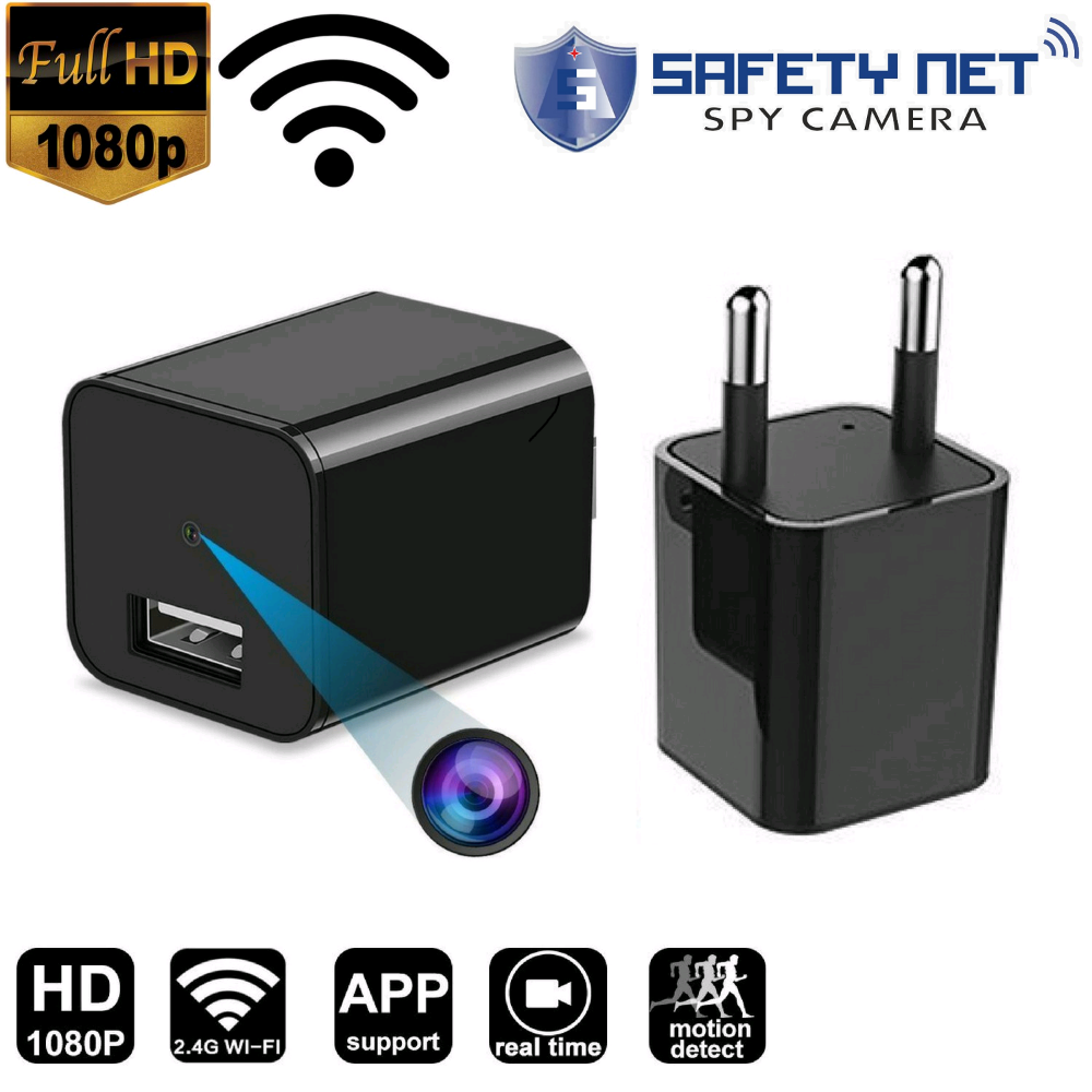 Plastic Black Safetynet Wifi Hidden Charger Camera USB Wall Charger Adapter
